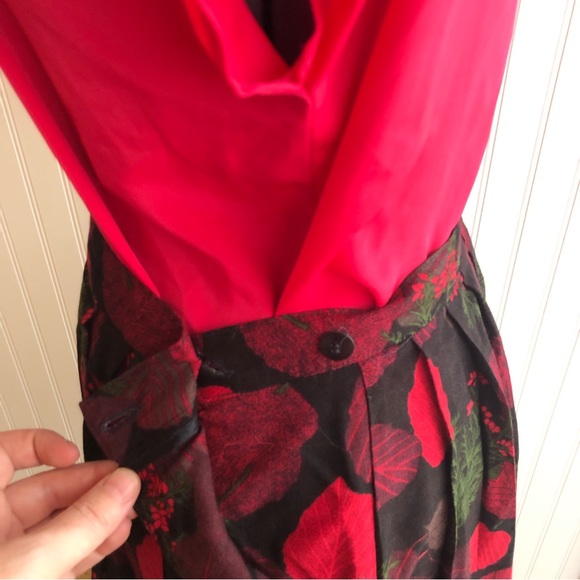 Vintage Orvis Pleated Skirt Colorful Botanical Winter Floral Midi Length Pockets - Picture 6 of 15